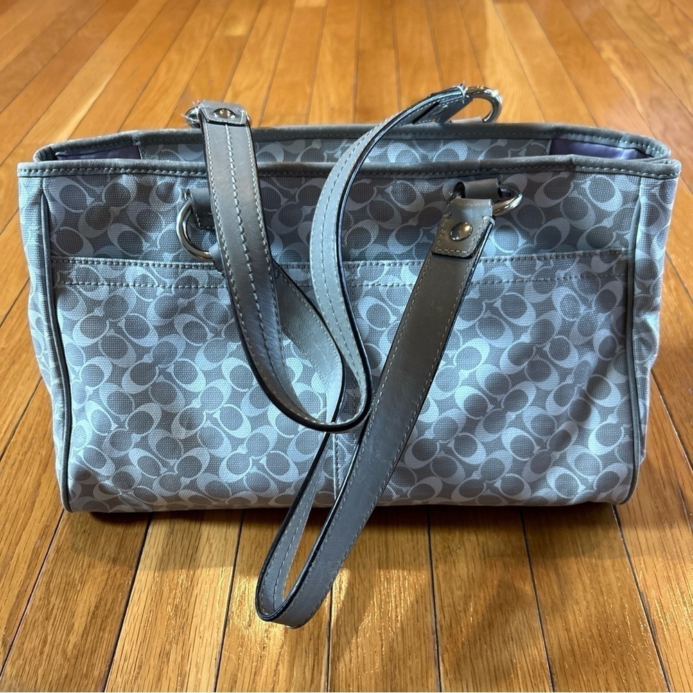 COACH Chelsea Bias Signature Tote Bag Handbag Purse C1168-F17179 Gray & White - Picture 3 of 8